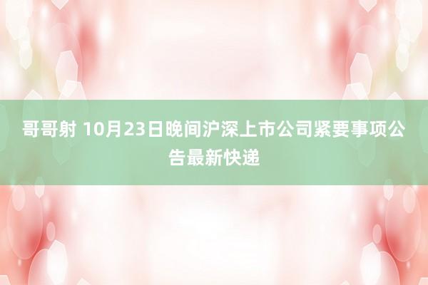 哥哥射 10月23日晚间沪深上市公司紧要事项公告最新快递
