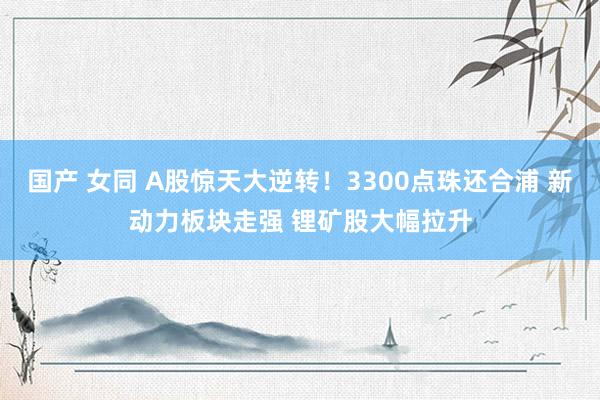 国产 女同 A股惊天大逆转！3300点珠还合浦 新动力板块走强 锂矿股大幅拉升