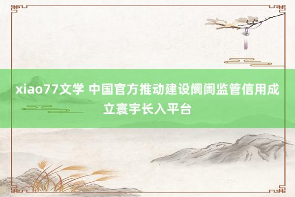 xiao77文学 中国官方推动建设阛阓监管信用成立寰宇长入平台