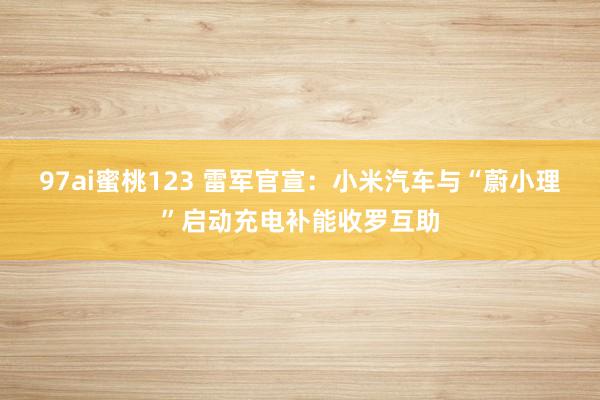 97ai蜜桃123 雷军官宣：小米汽车与“蔚小理”启动充电补能收罗互助