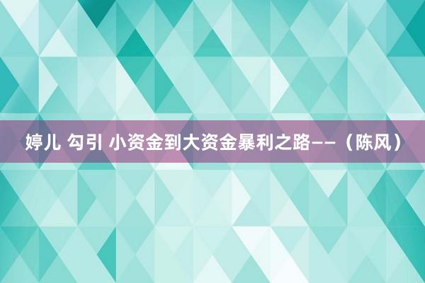 婷儿 勾引 小资金到大资金暴利之路——(陈风)