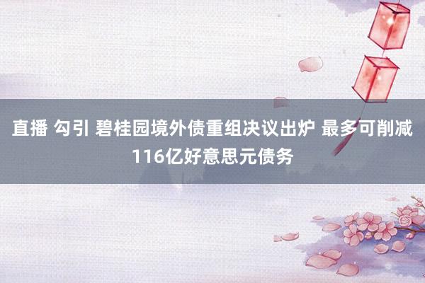 直播 勾引 碧桂园境外债重组决议出炉 最多可削减116亿好意思元债务