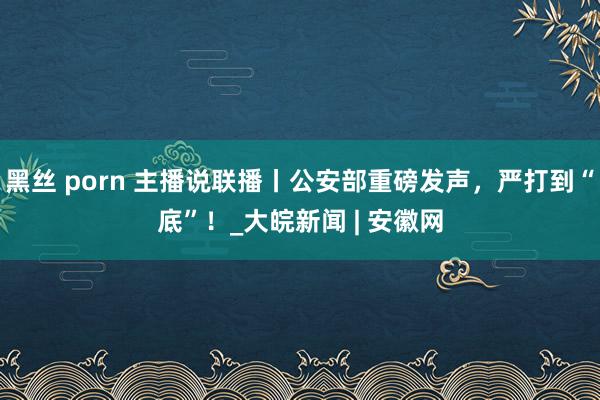 黑丝 porn 主播说联播丨公安部重磅发声，严打到“底”！_大皖新闻 | 安徽网