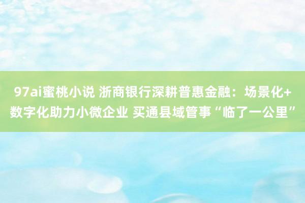 97ai蜜桃小说 浙商银行深耕普惠金融：场景化+数字化助力小微企业 买通县域管事“临了一公里”
