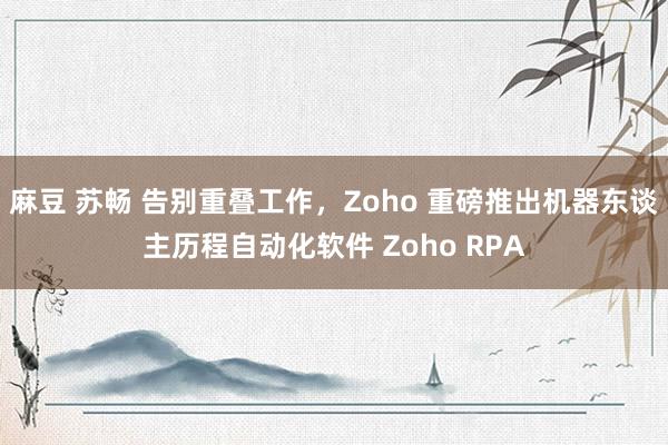 麻豆 苏畅 告别重叠工作，Zoho 重磅推出机器东谈主历程自动化软件 Zoho RPA
