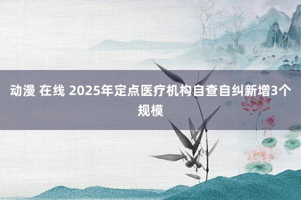 动漫 在线 2025年定点医疗机构自查自纠新增3个规模