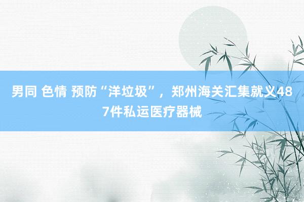 男同 色情 预防“洋垃圾”，郑州海关汇集就义487件私运医疗器械