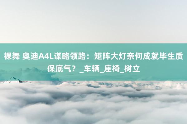 裸舞 奥迪A4L谋略领路：矩阵大灯奈何成就毕生质保底气？_车辆_座椅_树立