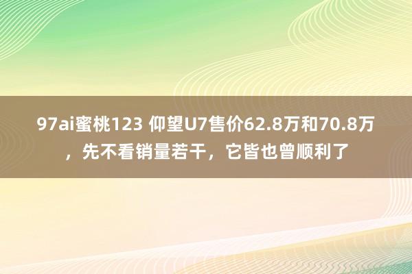 97ai蜜桃123 仰望U7售价62.8万和70.8万，先不看销量若干，它皆也曾顺利了