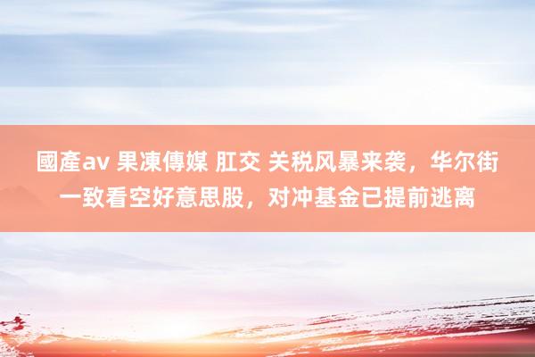 國產av 果凍傳媒 肛交 关税风暴来袭，华尔街一致看空好意思股，对冲基金已提前逃离