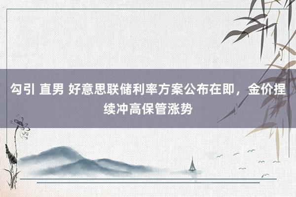 勾引 直男 好意思联储利率方案公布在即，金价捏续冲高保管涨势