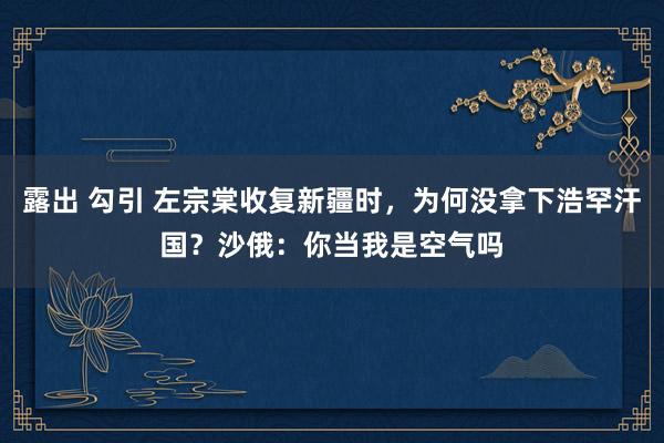 露出 勾引 左宗棠收复新疆时，为何没拿下浩罕汗国？沙俄：你当我是空气吗