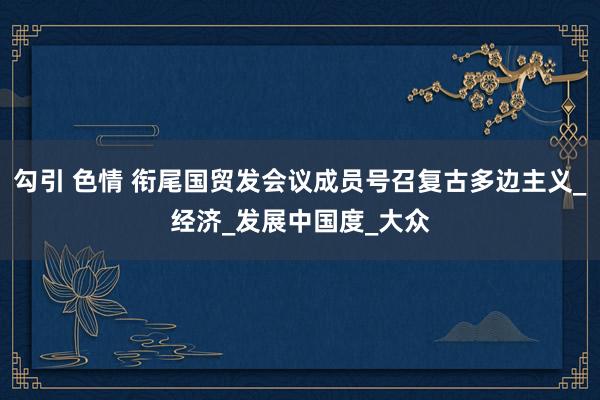 勾引 色情 衔尾国贸发会议成员号召复古多边主义_经济_发展中国度_大众