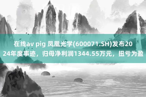 在线av pig 凤凰光学(600071.SH)发布2024年度事迹，归母净利润1344.55万元，扭亏为盈