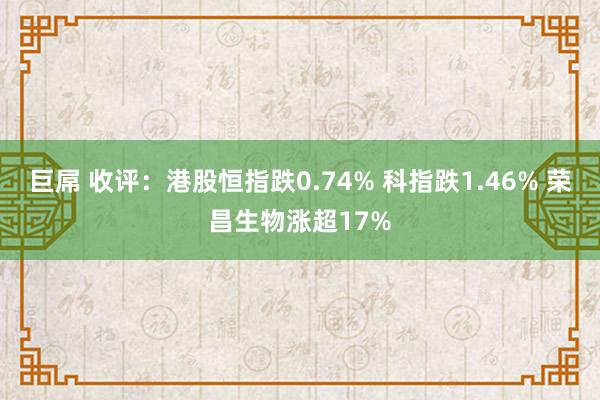 巨屌 收评：港股恒指跌0.74% 科指跌1.46% 荣昌生物涨超17%